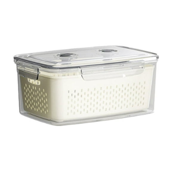 Btomtd Portable Storage Box for Cereals and Vegetables in Multi-Size, Refrigerator Storage Basket with Draining Basket, Picnic Snack Fruit Storage Containerss, Size 800ml, S