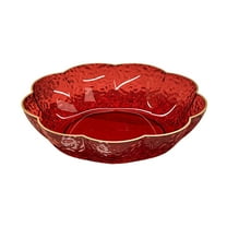 Btomtd Premium Clear 9.6 Inch Kitchen Serving Tray for Party Versatile Fruit Snack and Salad Platter Living Room Dried Fruit Bowl Tray, Red