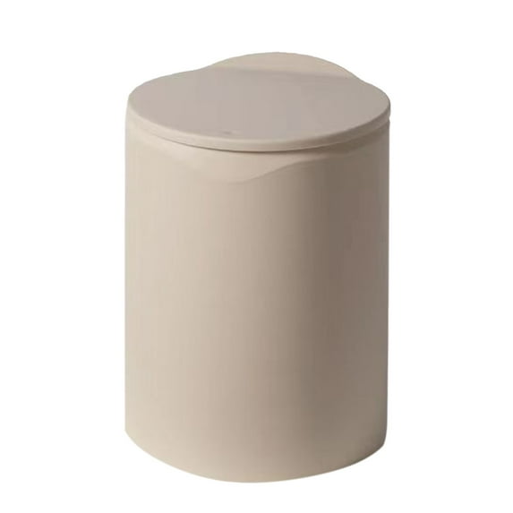 Btomtd Press Lid Trash Can for Household Garbage Can for Kitchen Living Room Bathroom Office Large Wastebasket, Khaki