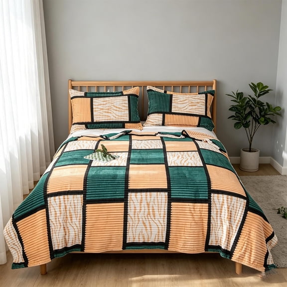 Btomtd Printed Lattice Drawstring Fleece Blanket, Soft Polyester Bed Blanket for Double Bed & Dormitory Use, 60" x 80" (Multicolor)