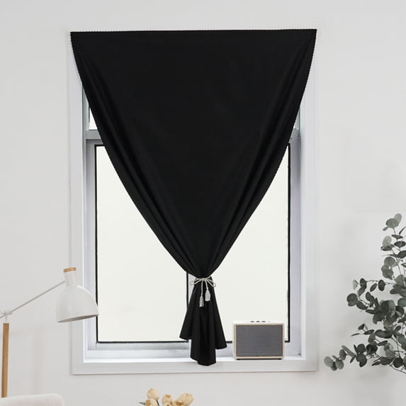 Btomtd Punch-Free Full Blackout Curtains, 47 x 79 Inches Long, Solid Color Window Sunshade Drapes, Curtains for Bedroom and Living Room, Black