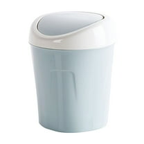 Btomtd Push Type Mini Trash Can with Lid Garbage Can Double Bucket for Home Kitchen Desk Wastebasket, Blue