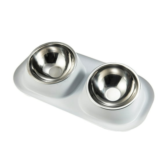 Btomtd Raised Pet Bowls Set, High Foot Plastic Dog Bowls and Cat Bowls, Elevated Food and Water Dishes to Reduce Strain, 2 in 1 Dog and Cat Food Bowl, White