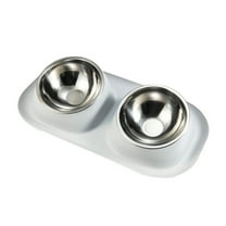 Btomtd Raised Pet Bowls Set, High Foot Plastic Dog Bowls and Cat Bowls, Elevated Food and Water Dishes to Reduce Strain, 2 in 1 Dog and Cat Food Bowl, White