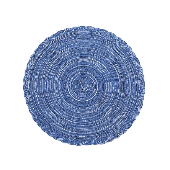 Btomtd Ramie Yarn Dining Table Placemats for Cup and Plate, Heat Insulation Pad for Table and Counter, Natural Fiber Table Place Mat for Dining and Kitchen, 7", Blue