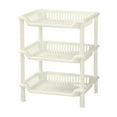 thumbnail image 1 of Btomtd Rectangular 3 Tier Plastic Storage Shelf Floor Standing Organizing Rack Bathroom Kitchen Storage Rack, White, 1 of 3