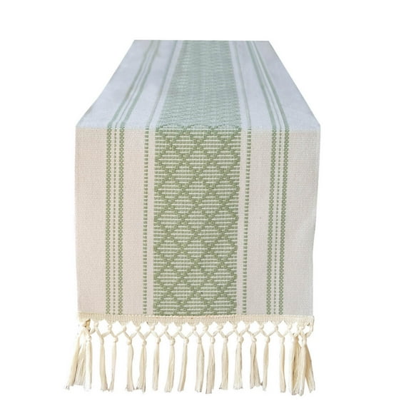 Btomtd Rectangular Woven Table Runner with Tassels, Thickened Linen Tea Table Cloth and Table Runner, Dining Table Runners for Cabinet and Bed, 63"x13", L