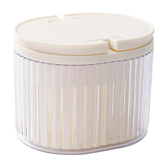Btomtd Refrigerator Fresh-Keeping Box for Ginger and Garlic, Sealing Storage Containers with Fruit Washing Basket, Vegetable Organizer Storage Bins, Size 500ml, Beige