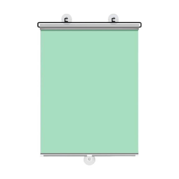 Btomtd Retractable Sun Shade Roller Blind, 16 x 23.6 inch, Heat Blocking Privacy Cover, No Drill Suction Cups Blackout Curtains for Home & Car (Green)