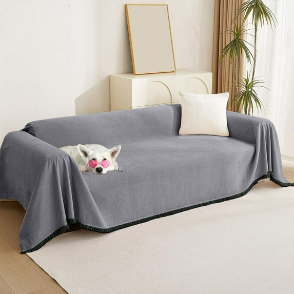 Btomtd Reversible Couch Cover and Blanket, Furniture Protector and Decorative Slipcover, Soft and Cozy Couch Covers for Cats and Dogs, Size 59" x 35", Black