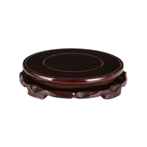 Btomtd Revolving Wooden Circular Display Base, Rotating Stand for Flower Pots Fish Bowls and Vases, Decorative Vase Holder for Home Decor, S(4.7"), Brown