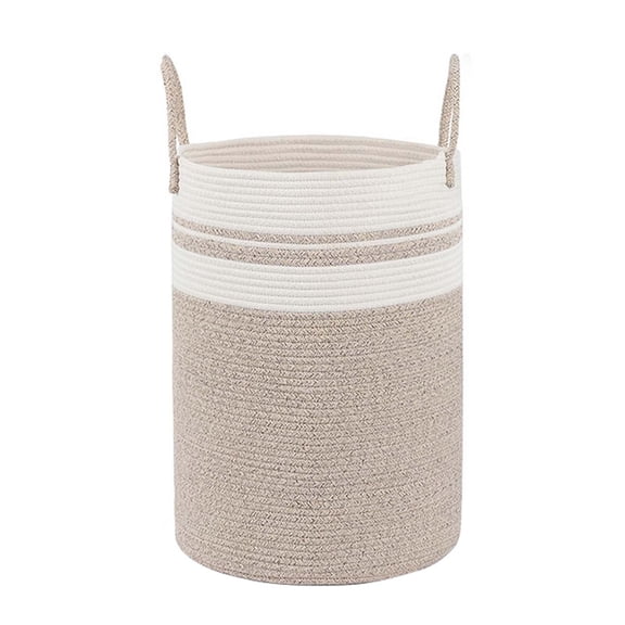 Btomtd Rope Woven Storage Basket for Dirty Clothes and Miscellaneous Items, Hand Folding Brown Laundry Basket, Versatile Clothes Organizer Basket, Laundry Humper, D