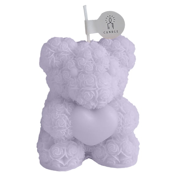 Btomtd Rose Bear Aromatherapy Candles, Bear Shaped Scented Candle for Valentine's Day, Floral Companion Gift and Home Decoration Candles, 2.1 oz, Purple