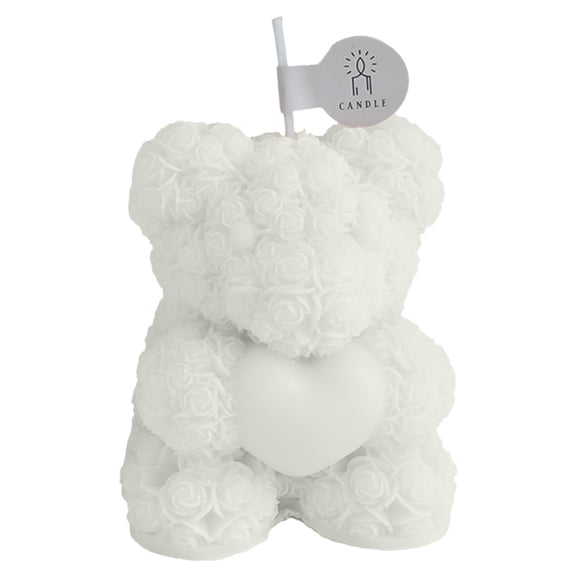 Btomtd Rose Bear Aromatherapy Candles, Bear Shaped Scented Candle for Valentine's Day, Floral Companion Gift and Home Decoration Candles, 2.1 oz, White