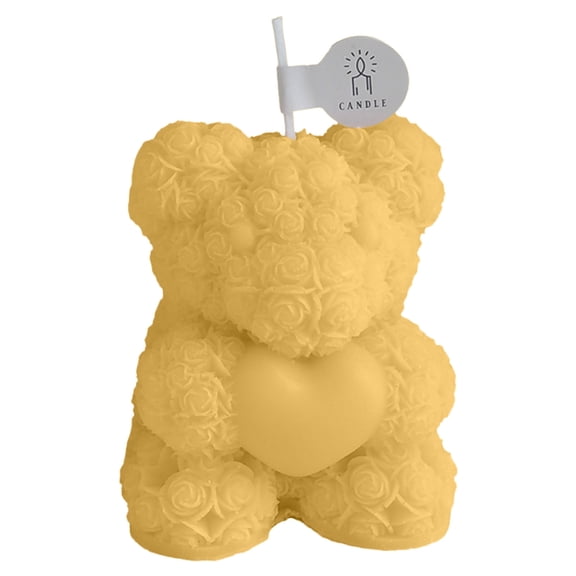 Btomtd Rose Bear Aromatherapy Candles, Bear Shaped Scented Candle for Valentine's Day, Floral Companion Gift and Home Decoration Candles, 2.1 oz, Yellow