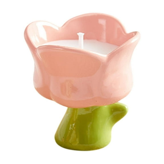 Btomtd Rose Scented Candle in Ceramic Jars, Flower Shaped Soy Wax Candles 3x3 Inches, Floral Scented Candles Collection for Home Decor, 5.8 oz, A