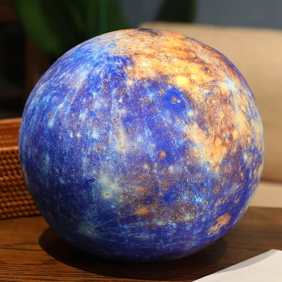 Btomtd Round Celestial Body Toy Pillow, Faux Fur Science Education Cushion, Soft Model Throw Pillows for Room Decor, Household Couch Pillows, Size 7", F