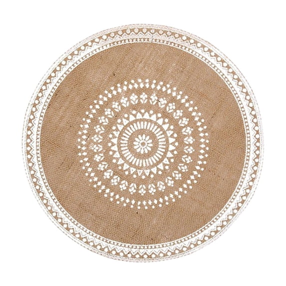 Btomtd Round Jute Placemats for Restaurant Decorative Use, Non Slip Place Mats for Bowl and Table, Natural Fiber Table Mat for Dining and Kitchen, 15", Beige