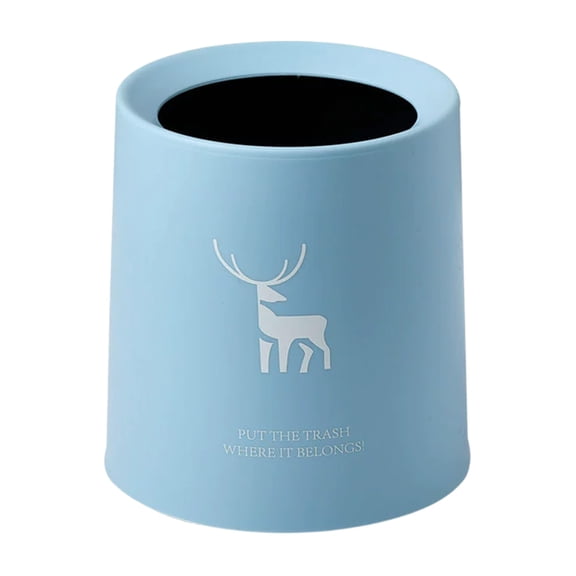 Btomtd Round Mini Desktop Trash Can without Cover Scandinavian Style Garbage Can for Coffee Table and Office, Blue