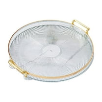 Btomtd Round Serving Tray for Home Living Room Coffee Table Tea Cup Storage with Decorative Tray Organization Functions, Clear