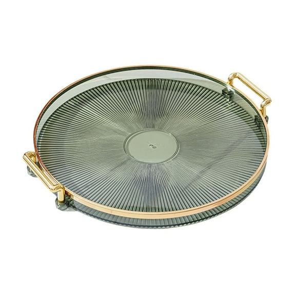 Btomtd Round Serving Tray for Home Living Room Coffee Table Tea Cup Storage with Decorative Tray Organization Functions, Green