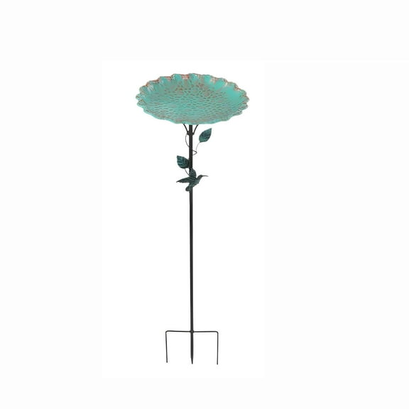 Btomtd Rust Proof Metal Leaf Shaped Bird Bath and Feeder, Standing Bird Feeders for Outdoors, Decorative Leaf Bird Feeder for Garden Decor, Multicolor