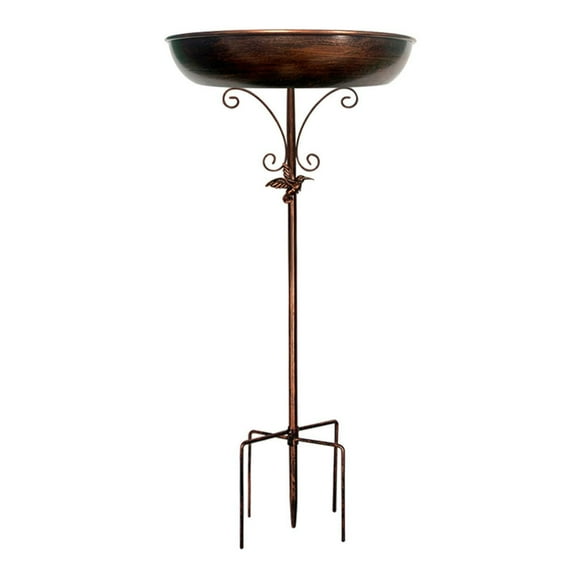 Btomtd Rustproof Standing Bird Bath and Feeder, Robust Metal Construction Bird Feeders for Outdoors, Large Diameter Garden Water Bird Bath and Feeder, B