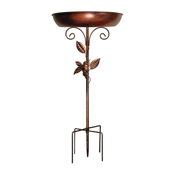 Btomtd Rustproof Standing Bird Bath and Feeder, Robust Metal Construction Bird Feeders for Outdoors, Large Diameter Garden Water Bird Bath and Feeder, A