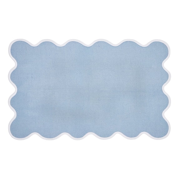 Btomtd Scalloped Edge Welcome Doormat, 20" x 32" Absorbent Non-Slip Door Mats for Indoor Outdoor Entryway, Kitchen, Bathroom, Blue
