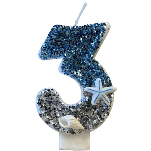 Btomtd Sea Star Digital Candles Cake Topper Set, Number Label Decorations Candle for Birthday Cakes, Birthday Supplies with Paper Cups Candles for Celebrations, 0.4 oz, 3