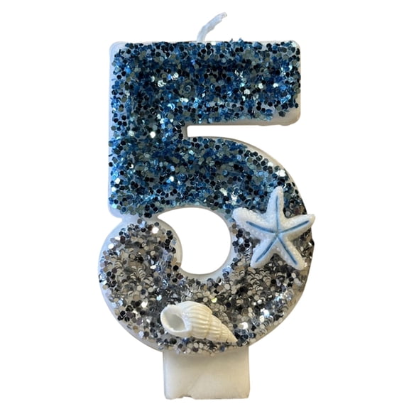 Btomtd Sea Star Digital Candles Cake Topper Set, Number Label Decorations Candle for Birthday Cakes, Birthday Supplies with Paper Cups Candles for Celebrations, 0.4 oz, 5