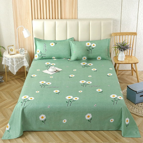 Btomtd All Seasons Bedding Sheets Set Breathable Soft Sheets with Interesting Patterns Queen Sheets and Fitted Sheets for Comfort, 78.74'x90.55', Green-M