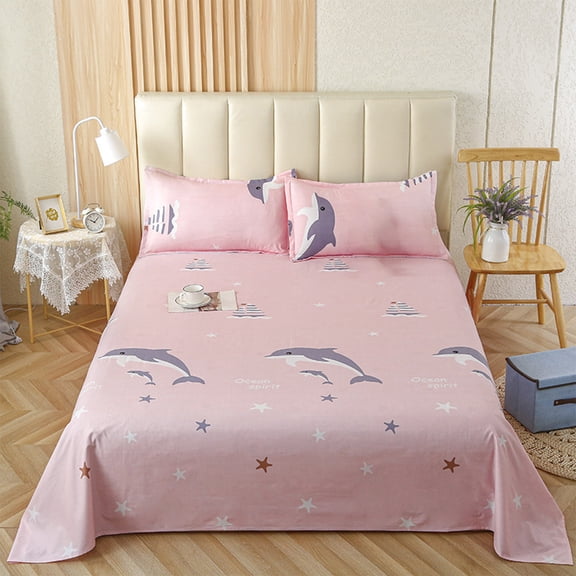 Btomtd All Seasons Bedding Sheets Set Breathable Soft Sheets with Interesting Patterns Queen Sheets and Fitted Sheets for Comfort, 90.55'x90.55', Pink-L