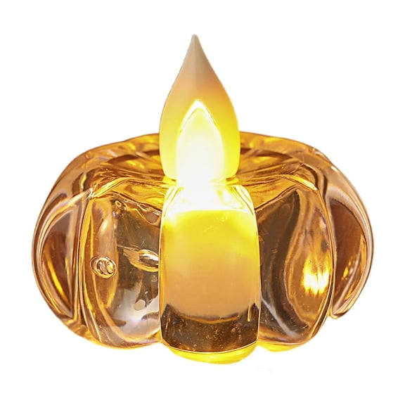 Btomtd Set of 2 LED Crystal Electronic Candle Lights, Transparent Mini Simulation Candles for Christmas, Flameless Candles Set for Home Decor, 2.2"x2.2"x1.4", 2pcs