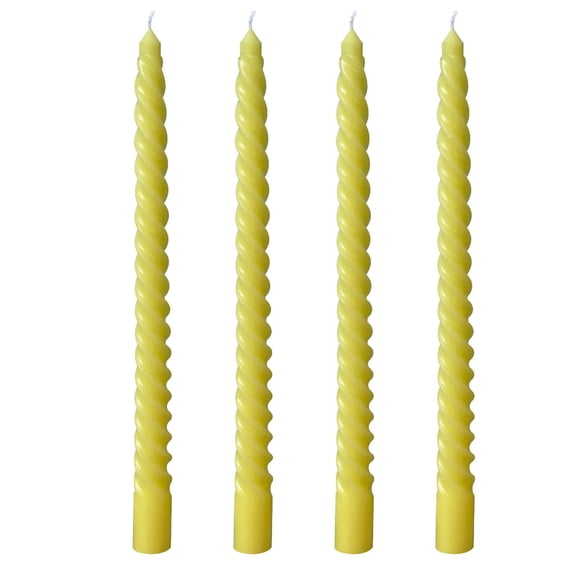 Btomtd Set of 4 Long Wick Candles, 10 inch Taper Candles for Wedding Banquet and Party Table Decor, Holiday Decoration Candlesticks for Table Centerpieces, TOTEL 7 oz, Yellow