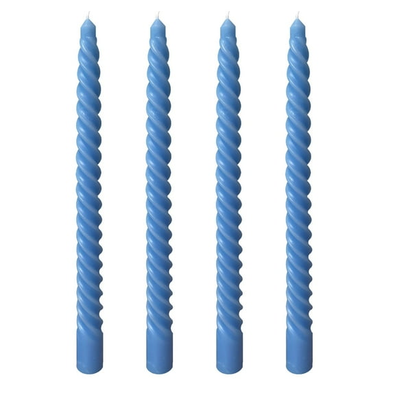 Btomtd Set of 4 Long Wick Candles, 10 inch Taper Candles for Wedding Banquet and Party Table Decor, Holiday Decoration Candlesticks for Table Centerpieces, TOTEL 7 oz, Blue