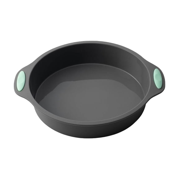 Btomtd Silica Gel Baking Molds for Cakes and Bread, Squares and Round Baking Pan, Non Stick Baking Sheet with Double Handle, Baking Tray and Cake Pan for Desserts, Size 9.6", Round