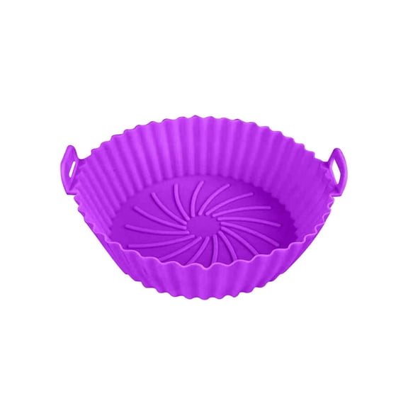 Btomtd Silica Gel Fryer Pot and Baking Pan, Fryer Baking Tray for Multipurpose Use, Household Baking Sheet and Cake Pan, Ideal for Kitchen Cooking and Baking, Size 7", Purple