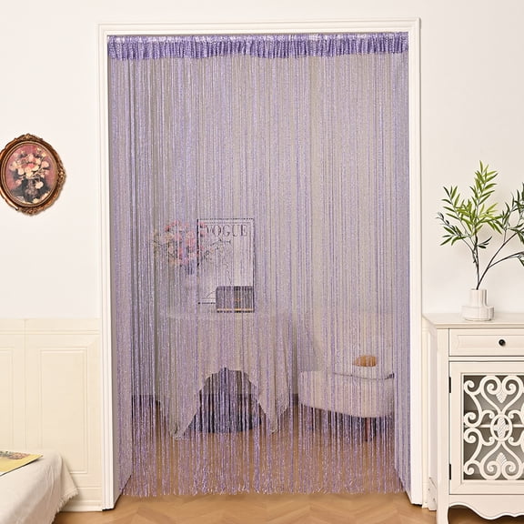 Btomtd Silver Thread Beaded Curtains with Tassel, 39 x 79 Inches Long, 1 Panel, Partition Curtains for Entryways and Living Rooms, Decorative Drapes, Purple