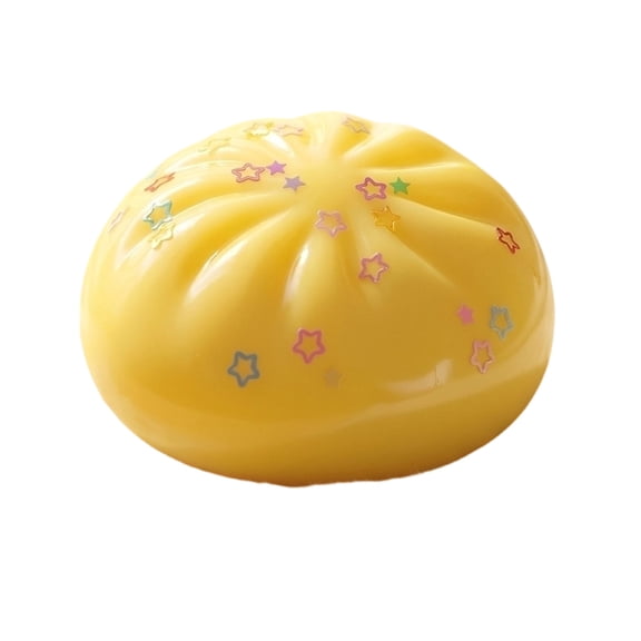 Btomtd Simulated Steamed Bun TPR Squeeze Toys, Desktop Stress Relief Slow Rising Decompression Fidget Toys for Students and Adults, 3", 1 Count (Yellow)