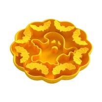 Btomtd Slow Feeder Dog Bowls Made of Silicone, Non-Slip Suction Cup Base Pet Bowls, Fun Pattern Cat Bowls to Encourage Chewing, Household Halloween Decor Cat Food Bowl, Yellow