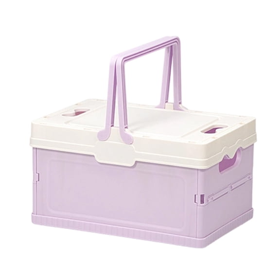Btomtd Small Folding Storage Box, Car Trunk Picnic and Camping Organizer Storage Bins with Lids, Small Household Storage Container, 6L, 10"D x 6.8"W x 5.7"H (Purple)