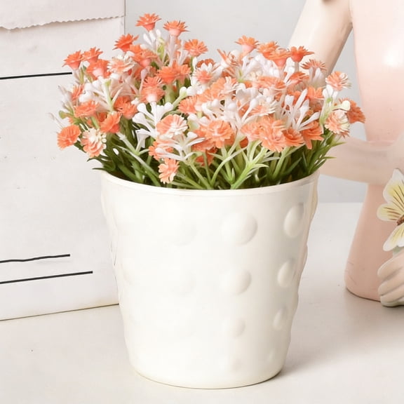 Btomtd Small Thickened Plastic Planter 0.4L, Flat Mouth Flower Pot, Mini Plant Pots fors and Herbs, White