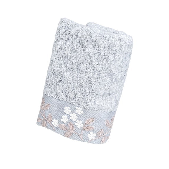 Btomtd Soft Floral Embroidered Towels, Cotton Body-Friendly Soft Absorbent Bath Towels, Face and Hand Towels for Home Bathroom, Size 27.5" x 13.4", Gray