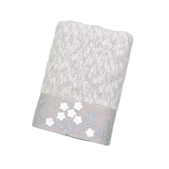 Btomtd Soft Floral Embroidered Towels, Cotton Body-Friendly Soft Absorbent Bath Towels, Face and Hand Towels for Home Bathroom, Size 27.5" x 13.4", Khaki