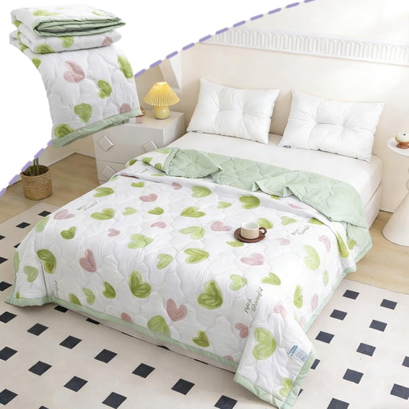 Btomtd Soft Skin-Friendly Summer Quilt, Washable Printed AC Cooling Blanket for Hot Weather, Breathable Lightweight Comforter for Daily Use, 59" x 79" (Multicolor #08)