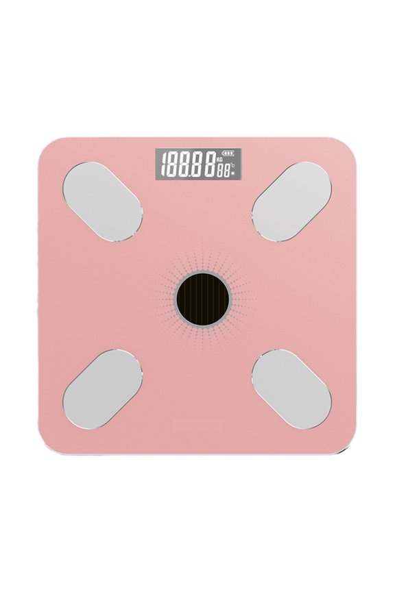 Solar Power Smart Scale for Body Weight and Composition, Bluetooth Digital Scale with App Monitoring, No Batteries Needed, Pink