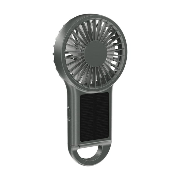 Btomtd Solar Powered Handheld Fan with 1500mAh Battery, USB Rechargeable Portable Mini Fan for Emergency and Outdoor Camping Cooling (Gray)