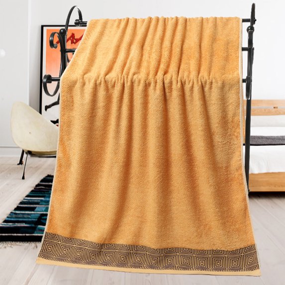 Btomtd Solid Color Bamboo Fiber Bath Towels, Comfortable Thickened Adult Towels for Bathroom, Soft and Absorbent Shower Towel, 1-Pack, Size 55" x 28", Orange