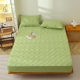 thumbnail image 1 of Btomtd Solid Color Cotton Quilted Fitted Sheet Winter Warm Mattress Cover Breathable Non-Slip Bed Sheets Skin Friendly Queen Sheets, 35.43'x78.74', Green, 1 of 7